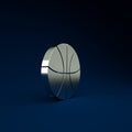 Silver Basketball ball icon isolated on blue background. Sport symbol. Minimalism concept. 3d illustration 3D render