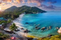 Silver Beach on Koh Samui island at sunset, Thailand. Royalty Free Stock Photo