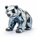 Silver Bear Geometric 3d Model With Cartoonish Realism