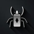 Silver Beetle bug icon isolated on black background. Long shadow style. Vector Royalty Free Stock Photo