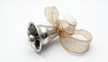 Silver Bell with Gold Ribbon Royalty Free Stock Photo