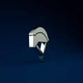 Silver Bicycle helmet icon isolated on blue background. Extreme sport. Sport equipment. Minimalism concept. 3d Royalty Free Stock Photo