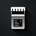 Silver Biologically active additives icon isolated on black background. Long shadow style. Vector