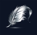 Silver bird feather icon Royalty Free Stock Photo