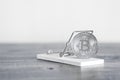 Silver Bitcoin Cryptocurrency In Mouse Trap. Financial Trap Concept With Copy Space. Royalty Free Stock Photo