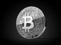 Silver Bitcoin Satoshi Vision Bitcoin SV or BSV cryptocurrency physical concept coin isolated on black background. 3D rendering Royalty Free Stock Photo