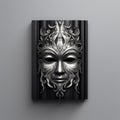 Silver Black Art: Symbolism In Minimalist Evil Book Mask Illustration Royalty Free Stock Photo