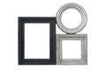 Silver and black carved picture frames set Royalty Free Stock Photo