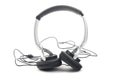 Silver-black headphone Royalty Free Stock Photo