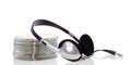 A silver black headphone Royalty Free Stock Photo