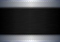 Silver Black metallic background, brushed metal banner on perforated pattern Royalty Free Stock Photo