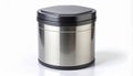 Silver and Black Metallic Trash Can on White Background Studio Shot Royalty Free Stock Photo