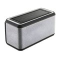 Silver and Black Portable Speaker with Touch Controls on White Background wireless bluetooth Royalty Free Stock Photo