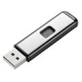 Silver and Black USB Flash Drive with Fingerprint Sensor on White Background usb flash drive Royalty Free Stock Photo