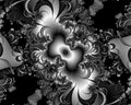 Silver black victorian fantasy fractal, abstract flowery spiral shapes, background