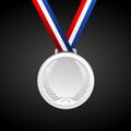 Silver blank award medal with ribbon Royalty Free Stock Photo