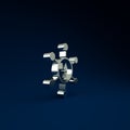Silver Blockchain technology Ethereum ETH icon isolated on blue background. Abstract geometric block chain network