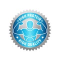 Silver And Blue Badge High Protein High Quality Royalty Free Stock Photo