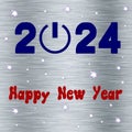 Silver square wish card new year in english in red and blue with stars and symbol \