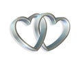 Silver Blue Hearts Linked 3D