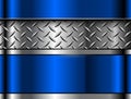 Silver blue metallic background with diamond plate texture, shiny chrome metallic technology background Royalty Free Stock Photo