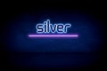 Silver - blue neon announcement signboard Royalty Free Stock Photo