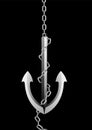 Silver boat anchor with chain Royalty Free Stock Photo