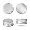 Silver bottle cap isolated on white background. Group of beverage lid for your design. Clipping paths