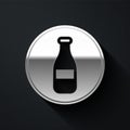 Silver Bottle icon isolated on black background. Long shadow style. Vector Royalty Free Stock Photo