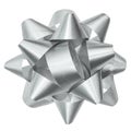 Silver bow isolated clipping path Royalty Free Stock Photo