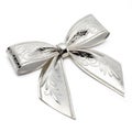 Silver bow isolated on white background Royalty Free Stock Photo