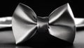silver bow tie on a black background close-up, horizontal photo