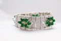 Silver bracelet with green rubies