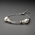 Silver bracelet with pearls on a gray background