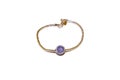 Silver bracelet with purple stone charm Royalty Free Stock Photo