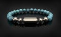 Silver bracelet turquoise on black