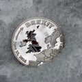Silver brexit coin Royalty Free Stock Photo