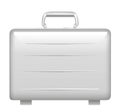 Silver briefcase on white background.