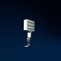 Silver Bright stadium lights icon isolated on blue background. Spotlight on a football field. Floodlight, light