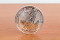 Silver Britannia, one of the most popular silver coins. 1oz silver coin Royalty Free Stock Photo