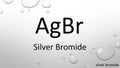 Silver bromide chemical formula on waterdrop background