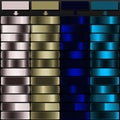 Silver Bronze Gold Dark Blue and Teal Metallic Gradient Collection Royalty Free Stock Photo