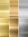 Silver, bronze and gold metal textures set Royalty Free Stock Photo