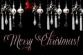 Silver Bulbs and Red Bird Christmas Ornaments Royalty Free Stock Photo