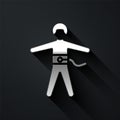 Silver Bungee jumping icon isolated on black background. Long shadow style. Vector Illustration. Royalty Free Stock Photo