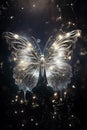 silver butterfly - fantasy mood - black background