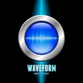 Silver button with sound wave sign Royalty Free Stock Photo