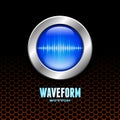 Silver button with sound wave sign Royalty Free Stock Photo