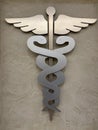 Silver Caduceus medical symbol