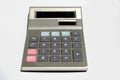 Silver calculator on white background